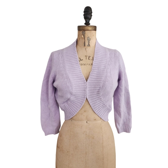 INC International Concepts Sweaters - INC Angora Wool Lavender Bolero Cardigan Sweater Made in Italy M NWT